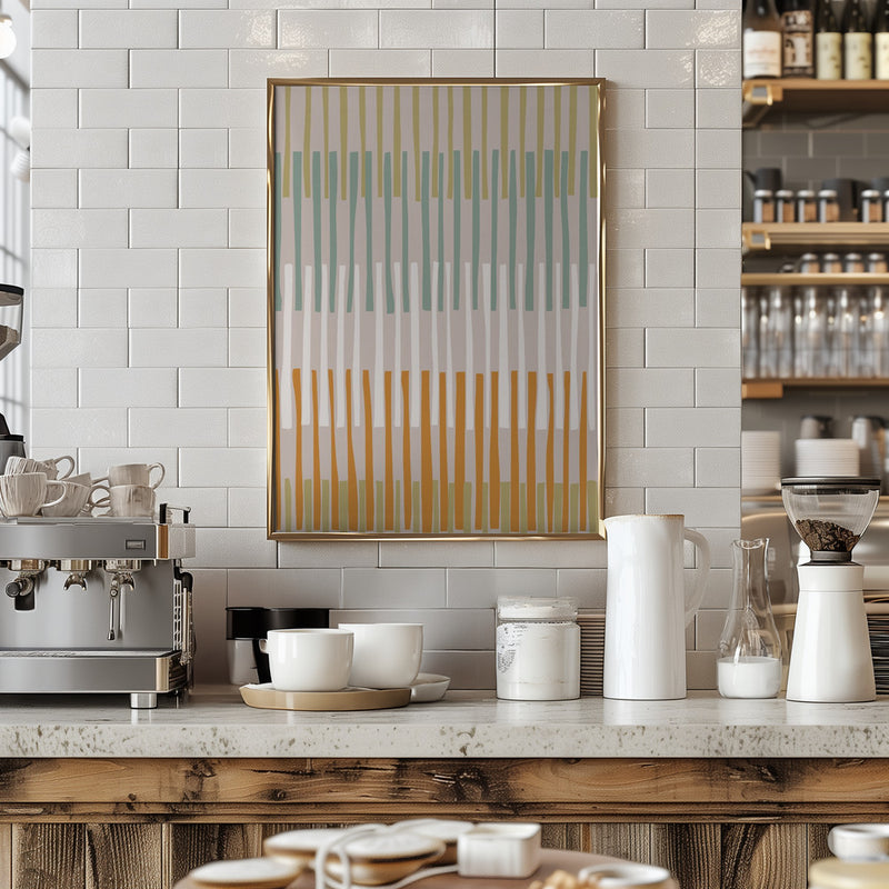 Block print geometrics stripes earthy - Stretched Canvas, Poster or Fine Art Print I Heart Wall Art