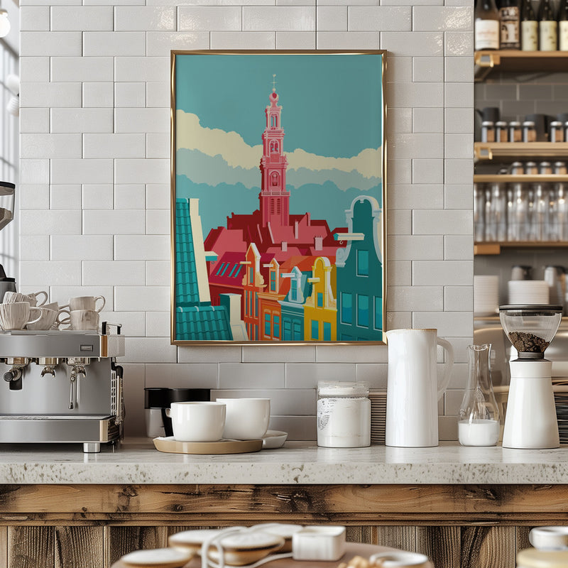 Amsterdam Westerkerk Jordaan - Stretched Canvas, Poster or Fine Art Print I Heart Wall Art