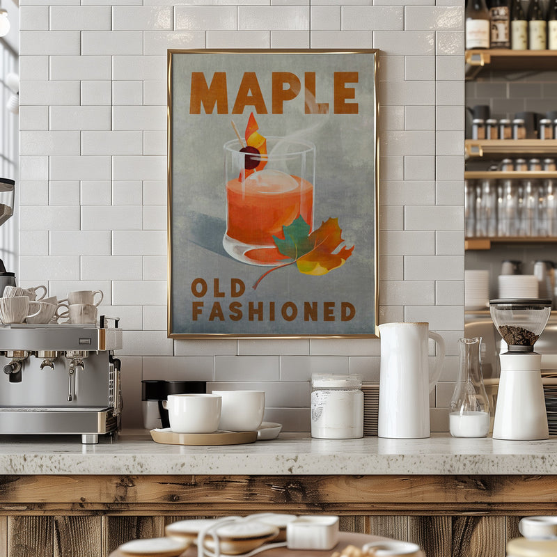 Maple Old Fashioned Cocktail - Stretched Canvas, Poster or Fine Art Print I Heart Wall Art