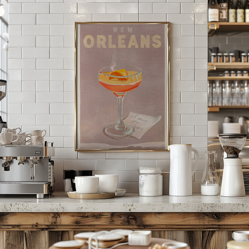 New Orleans Cocktail Travel Poster - Stretched Canvas, Poster or Fine Art Print I Heart Wall Art