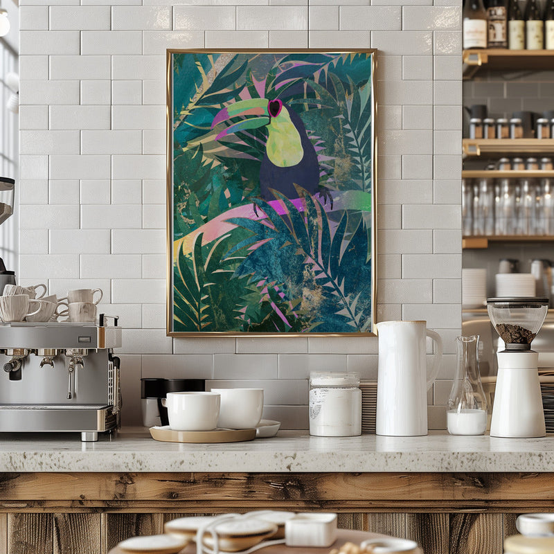 Jungle Rainbow Toucan - Stretched Canvas, Poster or Fine Art Print I Heart Wall Art