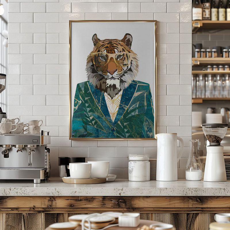 Tiger Jugnle Jacket 3 - Stretched Canvas, Poster or Fine Art Print I Heart Wall Art