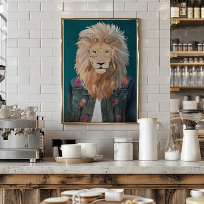 Golden fashion lion 2 - Stretched Canvas, Poster or Fine Art Print I Heart Wall Art