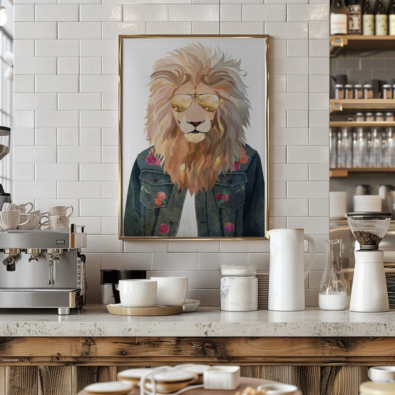 Golden fashion lion 3 - Stretched Canvas, Poster or Fine Art Print I Heart Wall Art