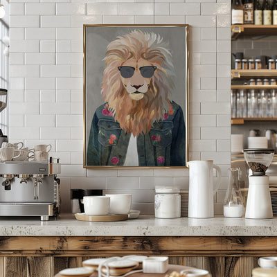 Golden fashion lion 4 - Stretched Canvas, Poster or Fine Art Print I Heart Wall Art