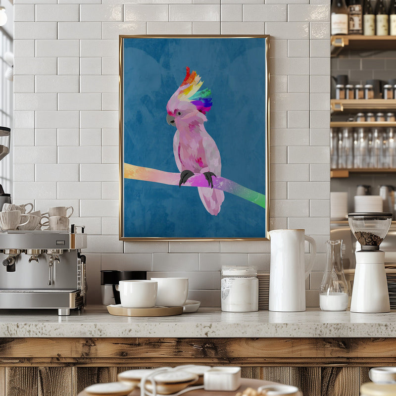 Rainbow Cockatoo Blue - Stretched Canvas, Poster or Fine Art Print I Heart Wall Art