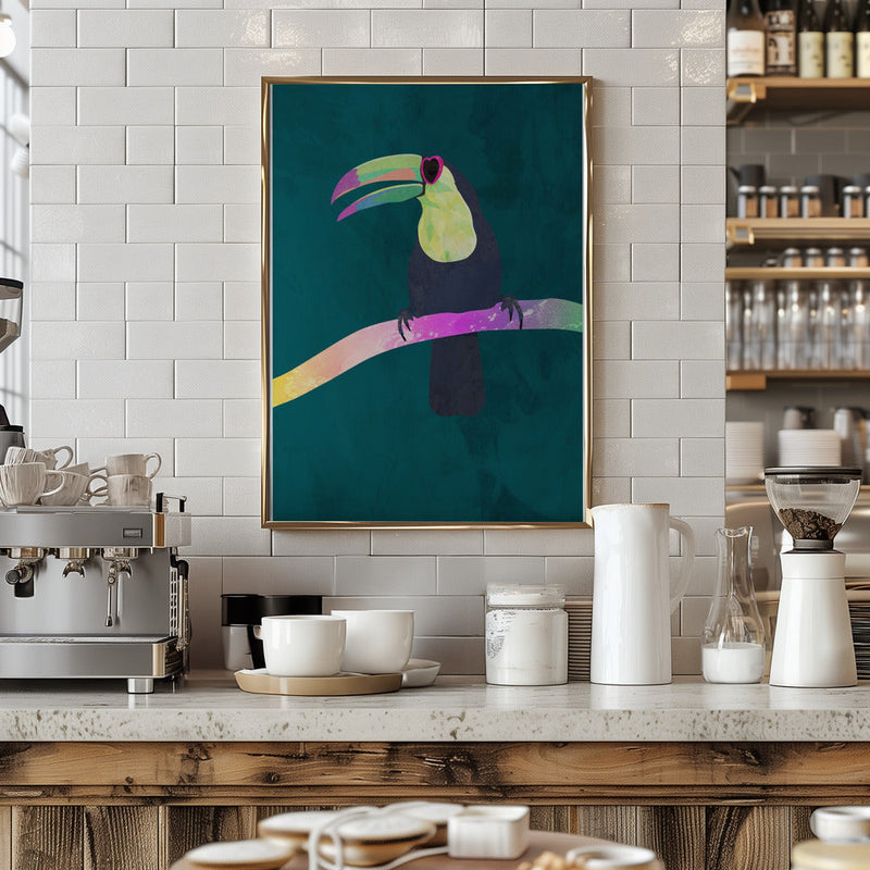 Rainbow toucan - Stretched Canvas, Poster or Fine Art Print I Heart Wall Art