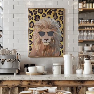 Leopard Print Lion Yellow - Stretched Canvas, Poster or Fine Art Print I Heart Wall Art