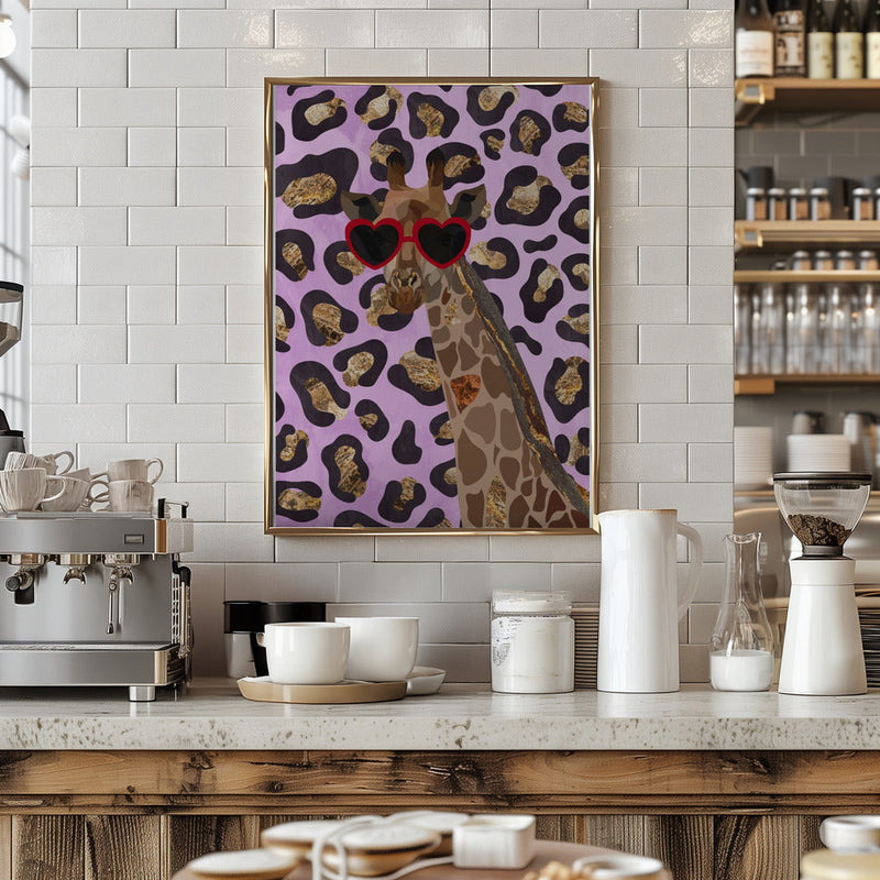 Leopard Print Giraffe Pink - Stretched Canvas, Poster or Fine Art Print I Heart Wall Art