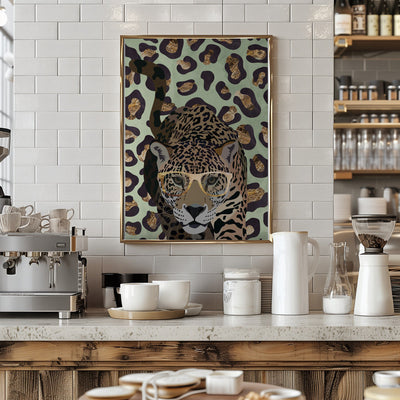Leopard Print Jag Green - Stretched Canvas, Poster or Fine Art Print I Heart Wall Art