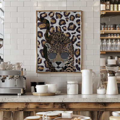 Leopard Print Jaguar Grey - Stretched Canvas, Poster or Fine Art Print I Heart Wall Art