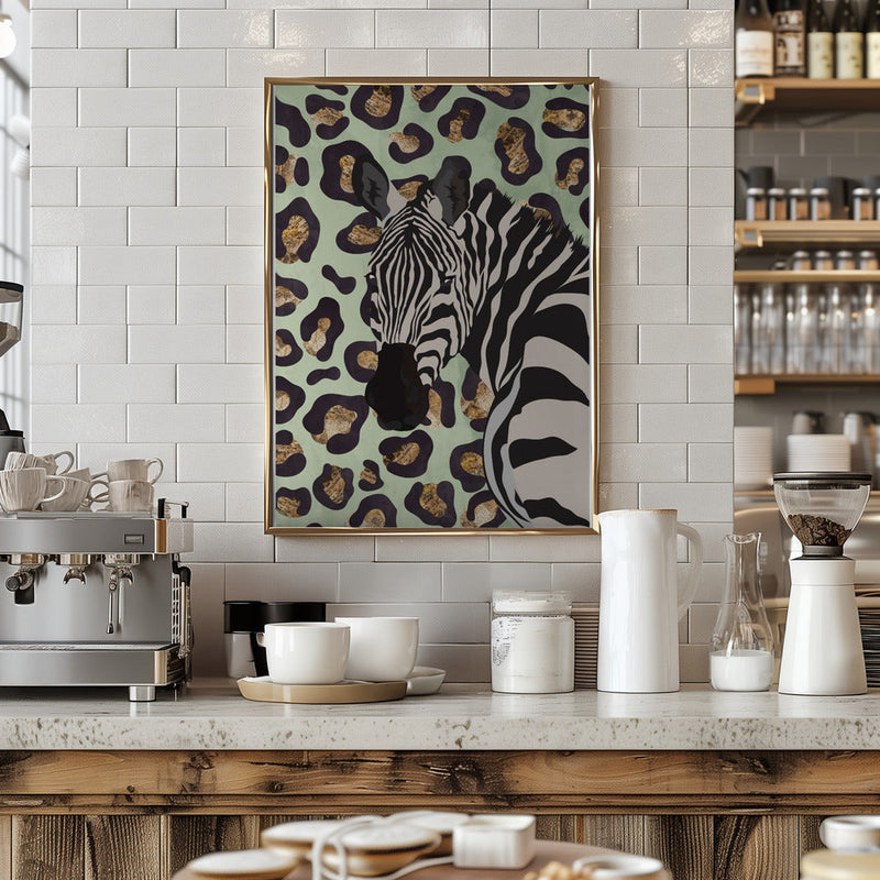 Leopard Print Zebra Green - Stretched Canvas, Poster or Fine Art Print I Heart Wall Art