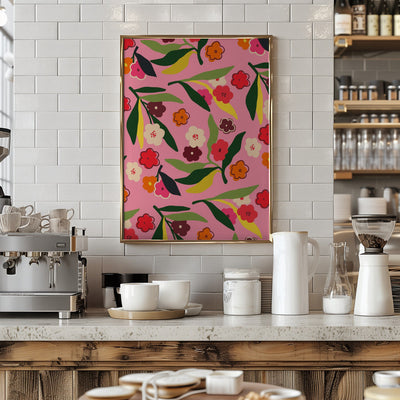 Retro Floral Fields - Stretched Canvas, Poster or Fine Art Print I Heart Wall Art