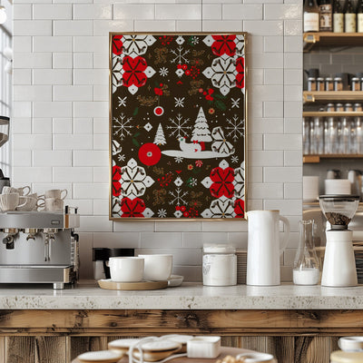 Snowy Festivities Pattern - Stretched Canvas, Poster or Fine Art Print I Heart Wall Art