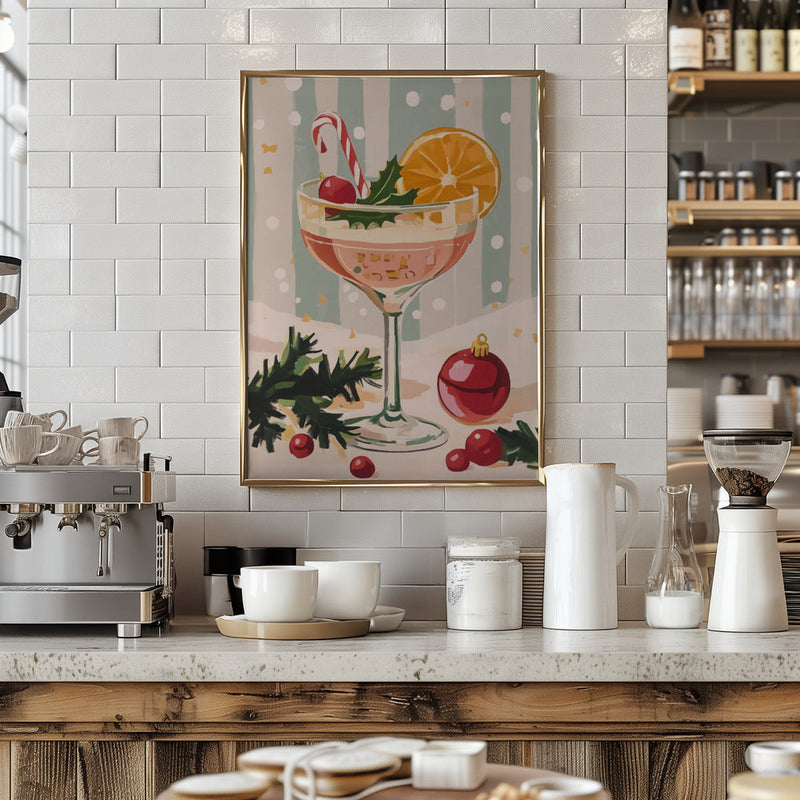 Christmas Cocktail - Stretched Canvas, Poster or Fine Art Print I Heart Wall Art