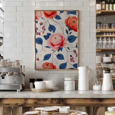 Crimson and Coral Flower - Stretched Canvas, Poster or Fine Art Print I Heart Wall Art