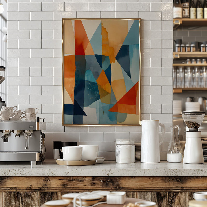 Abstract Angles of Blue and Orange - Stretched Canvas, Poster or Fine Art Print I Heart Wall Art
