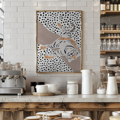 Tiger Sleeping polkadots - Stretched Canvas, Poster or Fine Art Print I Heart Wall Art