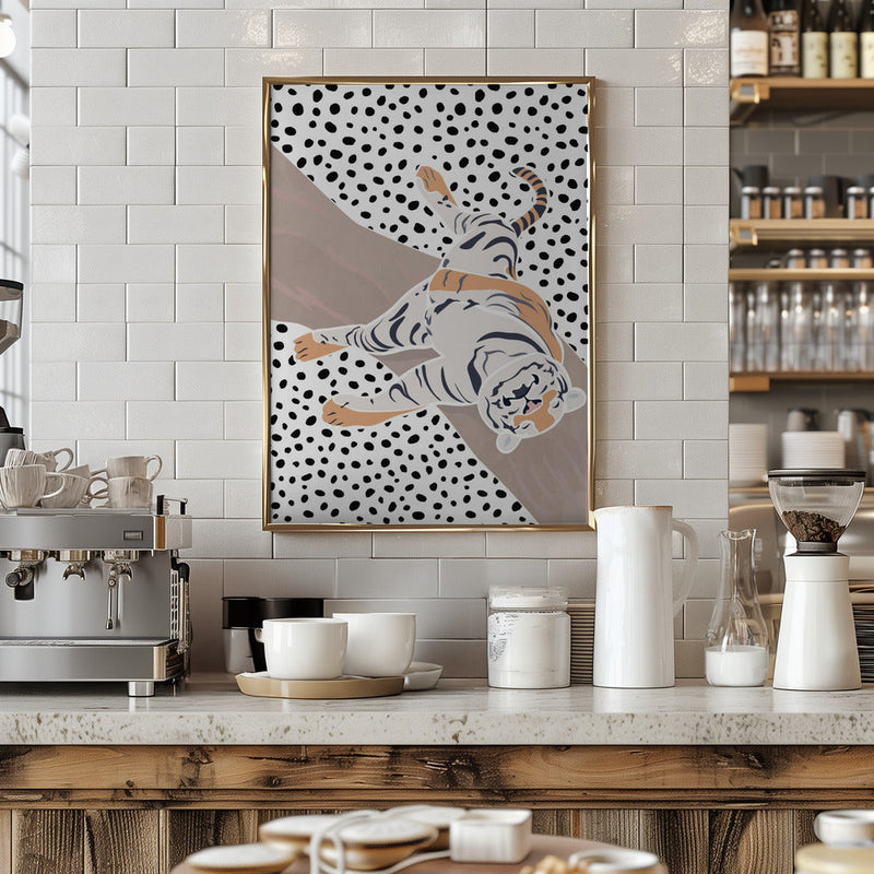 Tiger Sleeping polkadots - Stretched Canvas, Poster or Fine Art Print I Heart Wall Art