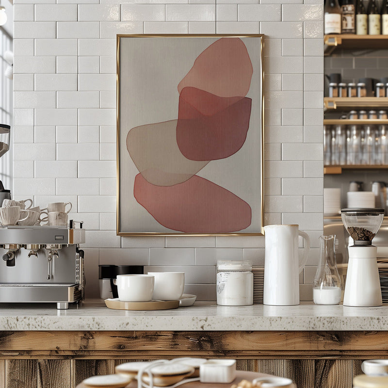 Translucent Shapes in Soft Pinks and Reds - Stretched Canvas, Poster or Fine Art Print I Heart Wall Art