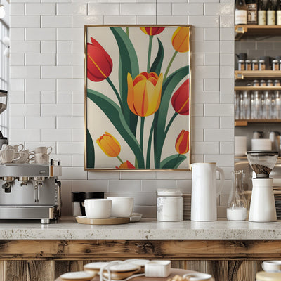 Bold Tulip Illustration - Stretched Canvas, Poster or Fine Art Print I Heart Wall Art