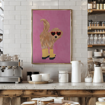 Cockapoo in wellies - Stretched Canvas, Poster or Fine Art Print I Heart Wall Art