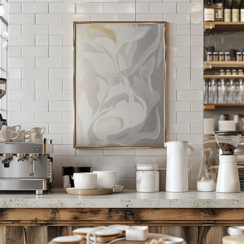 Swirling White and Gray Lines - Stretched Canvas, Poster or Fine Art Print I Heart Wall Art