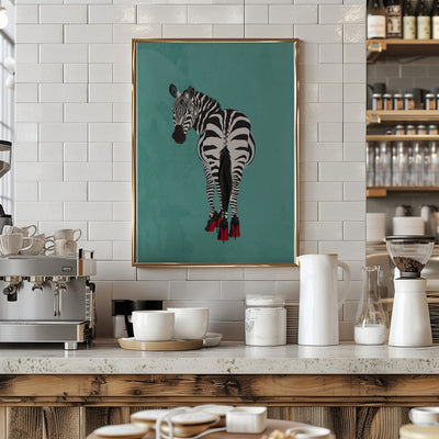 Zebra in heels teal - Stretched Canvas, Poster or Fine Art Print I Heart Wall Art