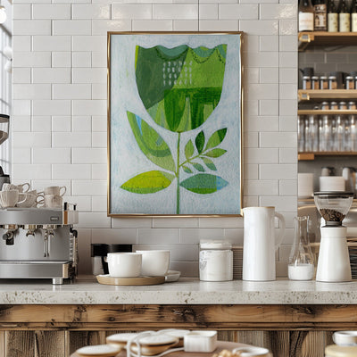 Abstract Tulip Green - Stretched Canvas, Poster or Fine Art Print I Heart Wall Art