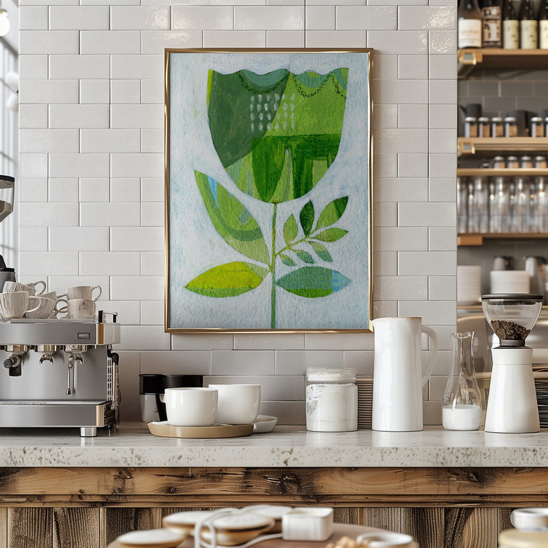 Abstract Tulip Green - Stretched Canvas, Poster or Fine Art Print I Heart Wall Art