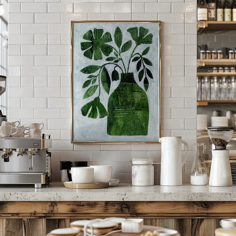 Abstract Green Floral - Stretched Canvas, Poster or Fine Art Print I Heart Wall Art