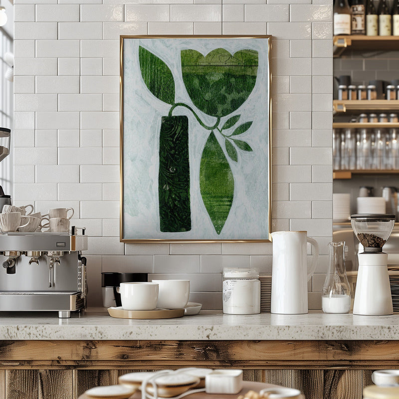 Abstract Green Tulip - Stretched Canvas, Poster or Fine Art Print I Heart Wall Art