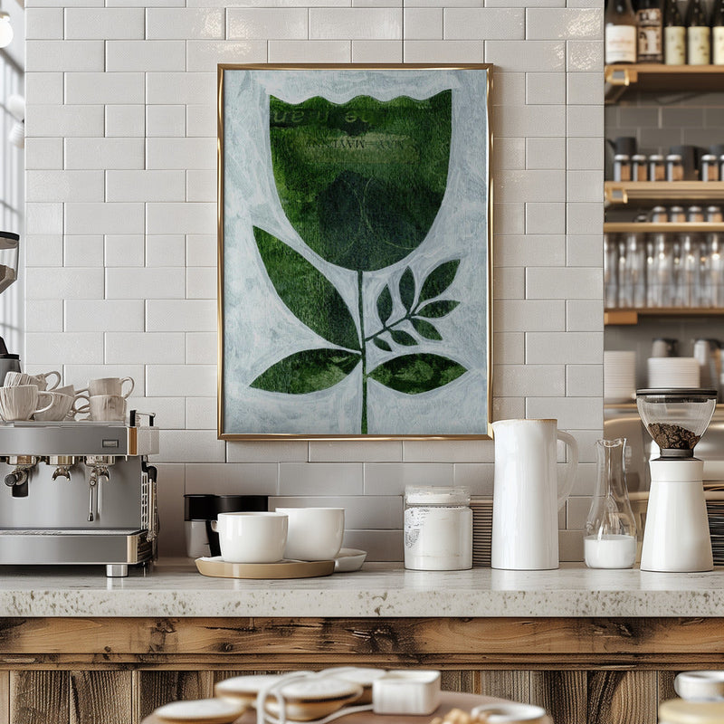 Abstract Green Tulip - Stretched Canvas, Poster or Fine Art Print I Heart Wall Art