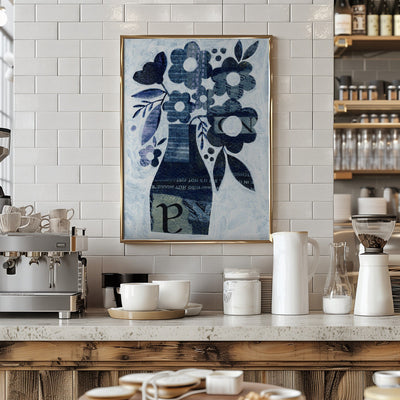 Indigo Blue Daisy - Stretched Canvas, Poster or Fine Art Print I Heart Wall Art