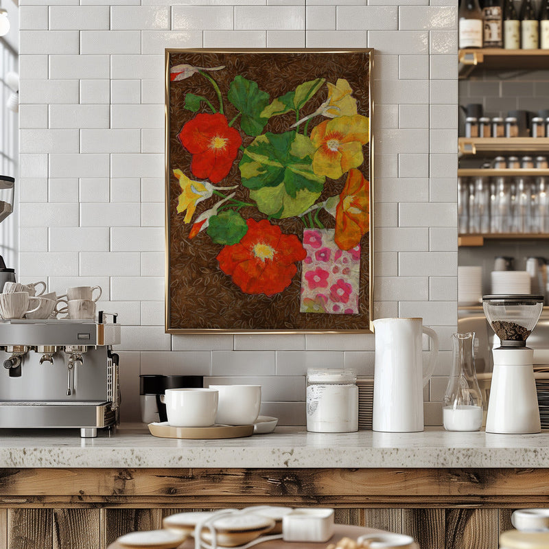 Colorful Nasturtium Flowers - Stretched Canvas, Poster or Fine Art Print I Heart Wall Art