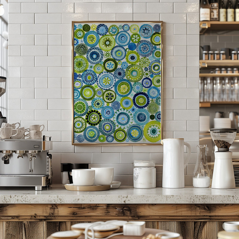 Frolic Floral Circles Pattern - Stretched Canvas, Poster or Fine Art Print I Heart Wall Art