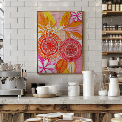 Hot Floral - Stretched Canvas, Poster or Fine Art Print I Heart Wall Art