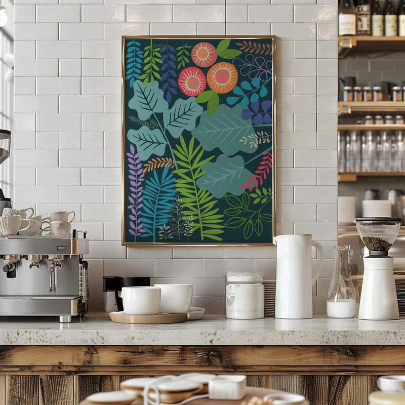 Modern Botanical Multi Colour - Stretched Canvas, Poster or Fine Art Print I Heart Wall Art