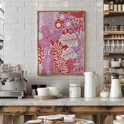 Modern Botanical  Lavender &amp; Red - Stretched Canvas, Poster or Fine Art Print I Heart Wall Art