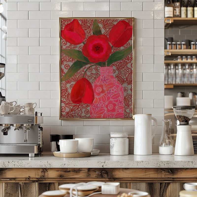 Red Tulips - Stretched Canvas, Poster or Fine Art Print I Heart Wall Art