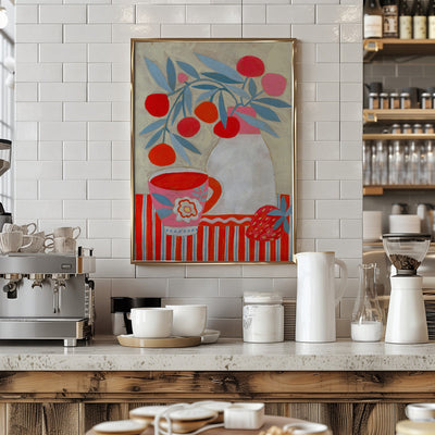 Tea &amp;amp; Strawberries - Stretched Canvas, Poster or Fine Art Print I Heart Wall Art