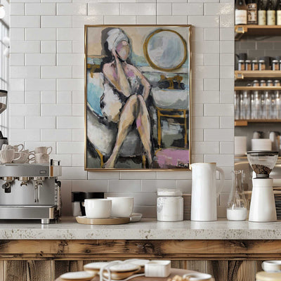 “Bathroom Conversation” - Stretched Canvas, Poster or Fine Art Print