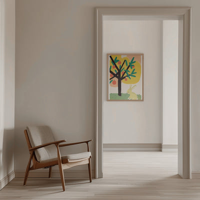 Bunny Under Apple Tree - Stretched Canvas, Poster or Fine Art Print I Heart Wall Art