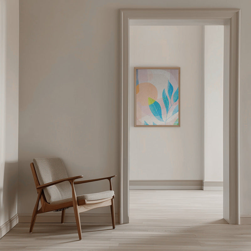 Blue Leaves - Stretched Canvas, Poster or Fine Art Print I Heart Wall Art