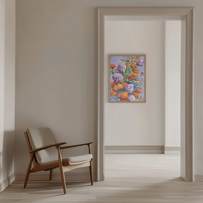 Marigold And Hydrangea - Stretched Canvas, Poster or Fine Art Print I Heart Wall Art