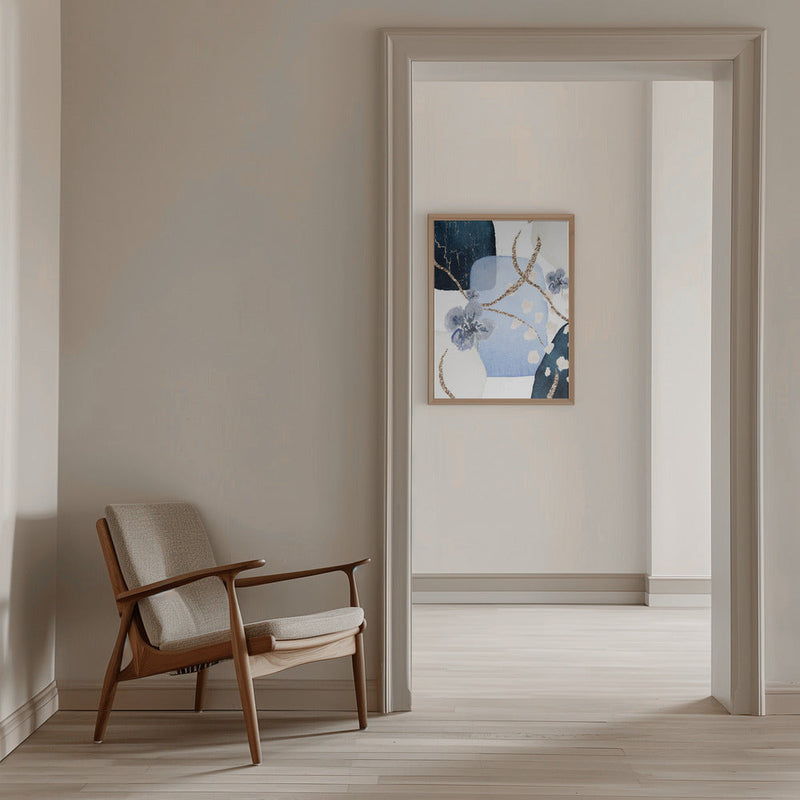 Floral Blue-2 - Stretched Canvas, Poster or Fine Art Print I Heart Wall Art