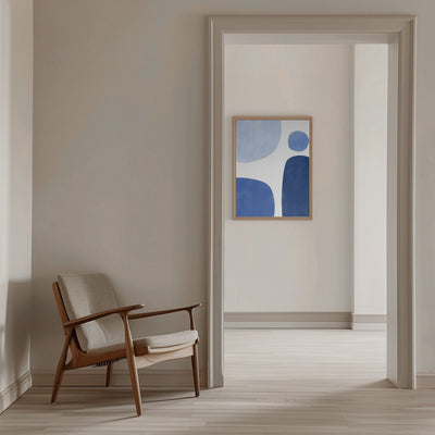 Blue Geometric Flow - Stretched Canvas, Poster or Fine Art Print I Heart Wall Art