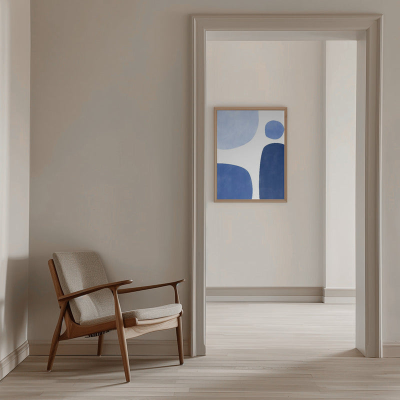 Blue Geometric Flow - Stretched Canvas, Poster or Fine Art Print I Heart Wall Art