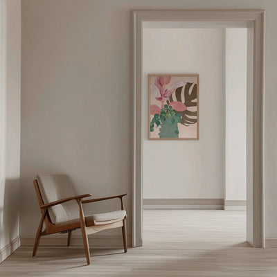 Leaves More 6 Pink - Stretched Canvas, Poster or Fine Art Print I Heart Wall Art