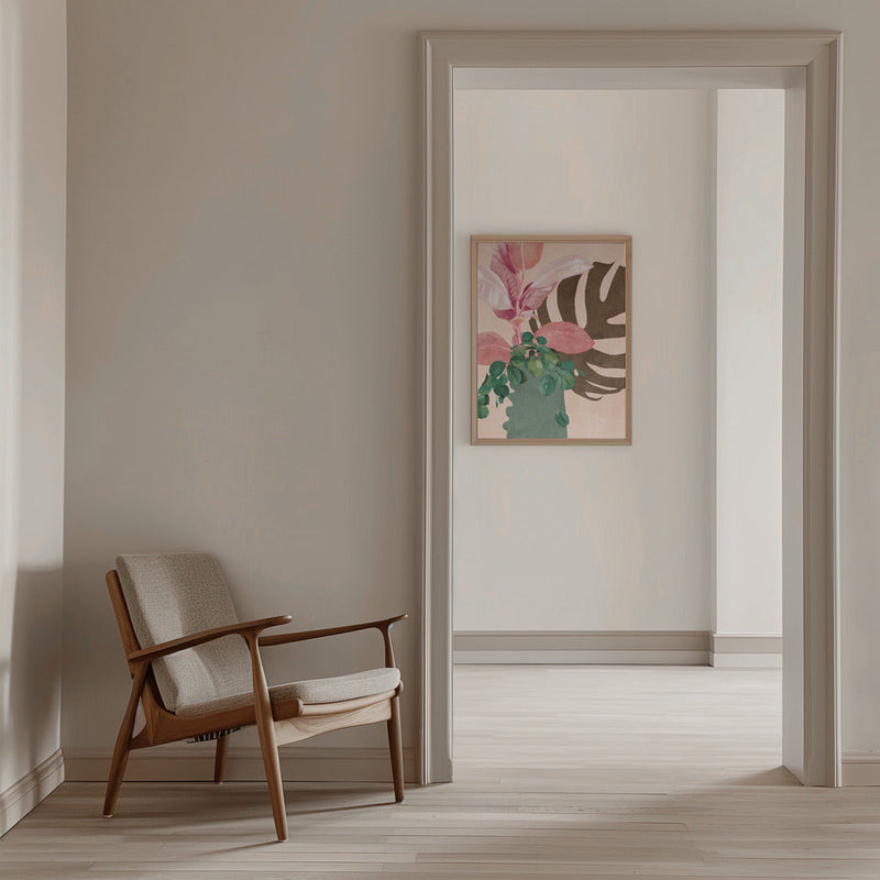 Leaves More 6 Pink - Stretched Canvas, Poster or Fine Art Print I Heart Wall Art